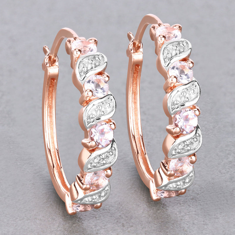 0.98 Carat Genuine Morganite and White Topaz .925 Sterling Silver Earrings