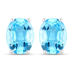 4.00 Carat Genuine Swiss Blue Topaz .925 Sterling Silver Earrings
