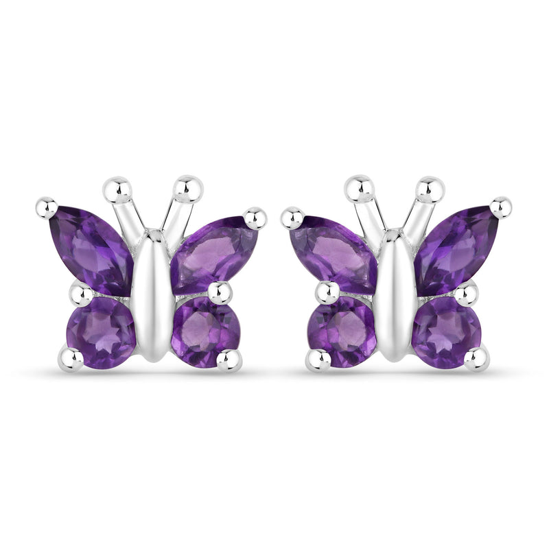 1.00 Carat Genuine Amethyst .925 Sterling Silver Earrings