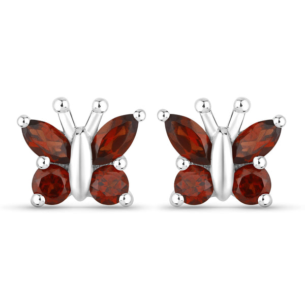 1.28 Carat Genuine Garnet .925 Sterling Silver Earrings