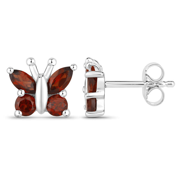 1.28 Carat Genuine Garnet .925 Sterling Silver Earrings