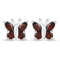 1.28 Carat Genuine Garnet .925 Sterling Silver Earrings
