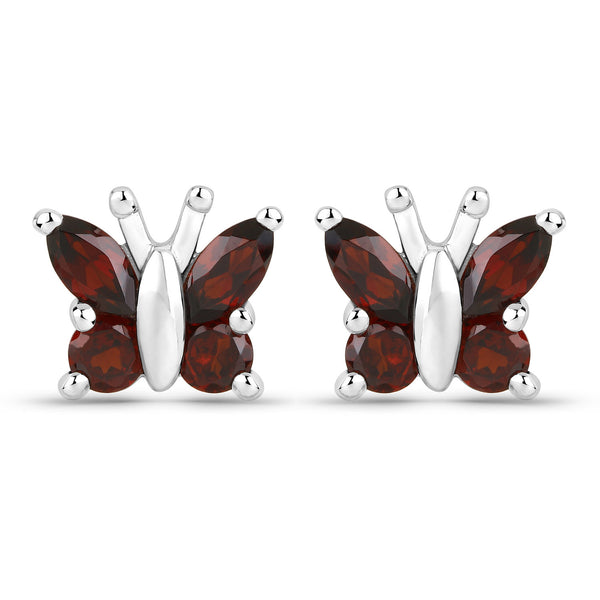 1.28 Carat Genuine Garnet .925 Sterling Silver Earrings