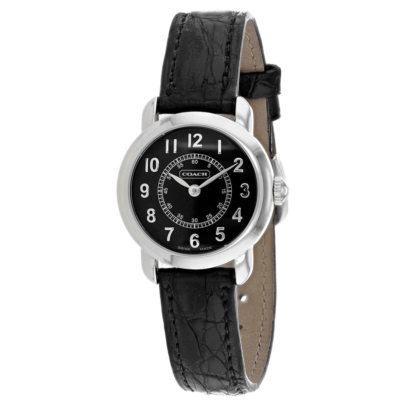 Coach Women's Black Leather Silver Quartz