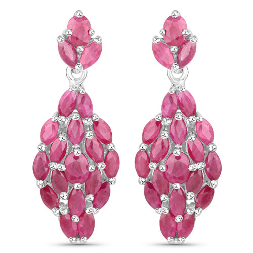 4.12 Carat Genuine Ruby .925 Sterling Silver Earrings