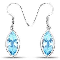9.76 Carat Genuine Blue Topaz .925 Sterling Silver Earrings