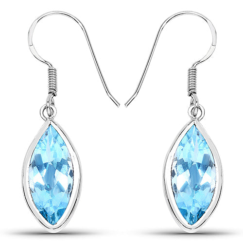9.76 Carat Genuine Blue Topaz .925 Sterling Silver Earrings