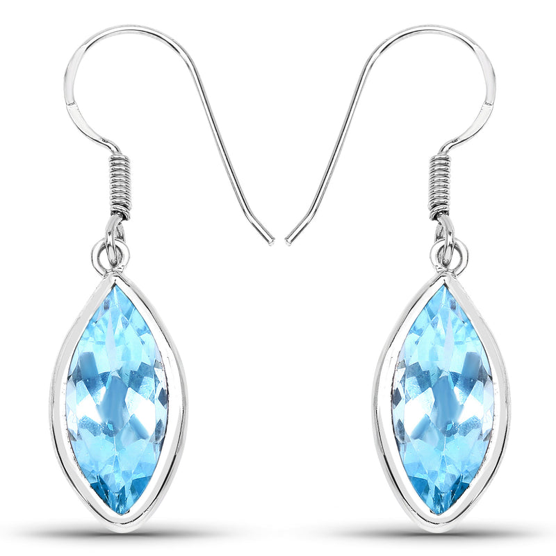 9.76 Carat Genuine Blue Topaz .925 Sterling Silver Earrings
