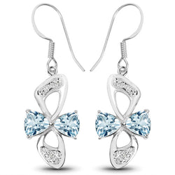 5.06 Carat Genuine Blue Topaz and White Topaz .925 Sterling Silver Earrings