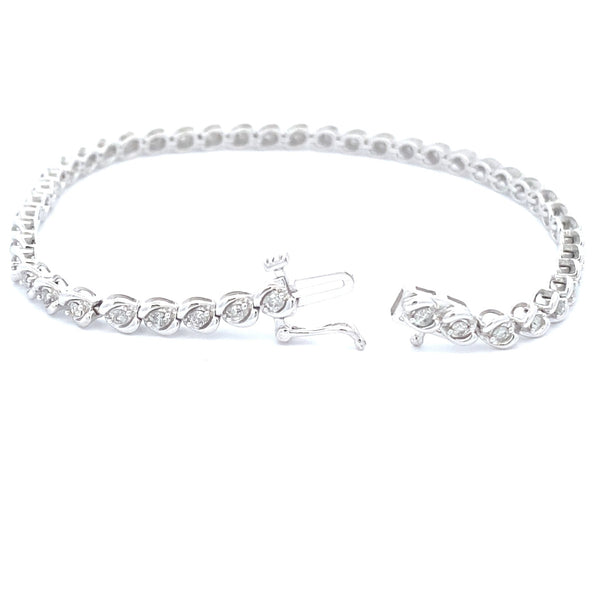 Genuine 1.00ct Diamond Tennis Bracelet 10KT White Gold