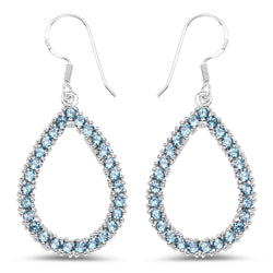4.32 Carat Genuine London Blue Topaz .925 Sterling Silver Earrings
