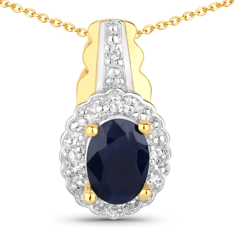 1.96 Carat Genuine Black Blue Sapphire and White Topaz .925 Sterling Silver Jewelry Set