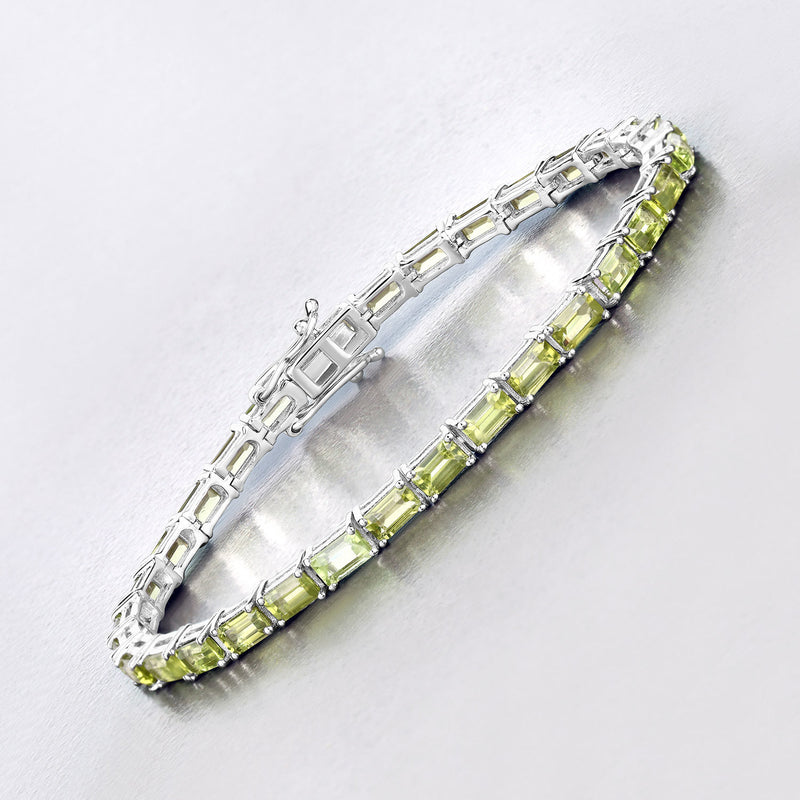 8.68 Carat Genuine Peridot .925 Sterling Silver Bracelet