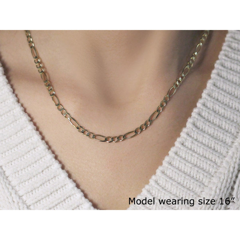 3.8mm 14k Yellow Gold Solid Figaro Chain