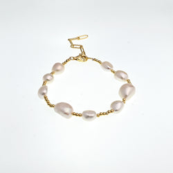 V3 Jewelry Freshwater Pearl & 18k Gold-Plated Adjustable Station Bracelet