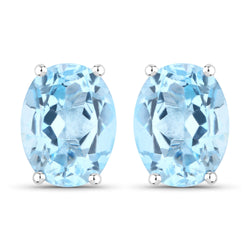 4.00 Carat Genuine Blue Topaz .925 Sterling Silver Earrings