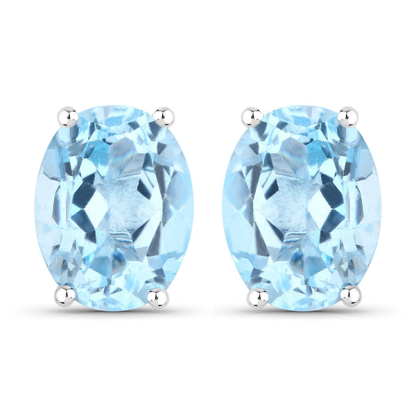 4.00 Carat Genuine Blue Topaz .925 Sterling Silver Earrings