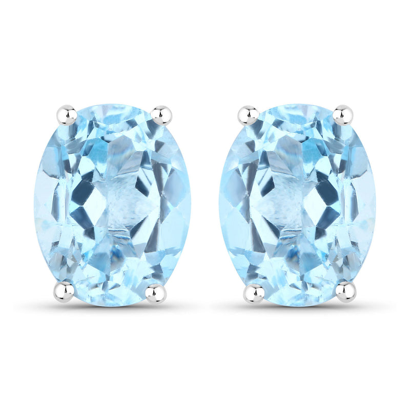 4.00 Carat Genuine Blue Topaz .925 Sterling Silver Earrings