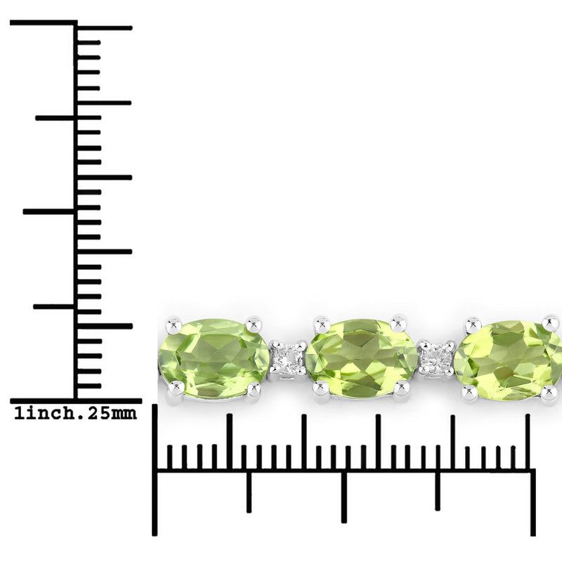 11.27 Carat Genuine Peridot and White Topaz .925 Sterling Silver Bracelet