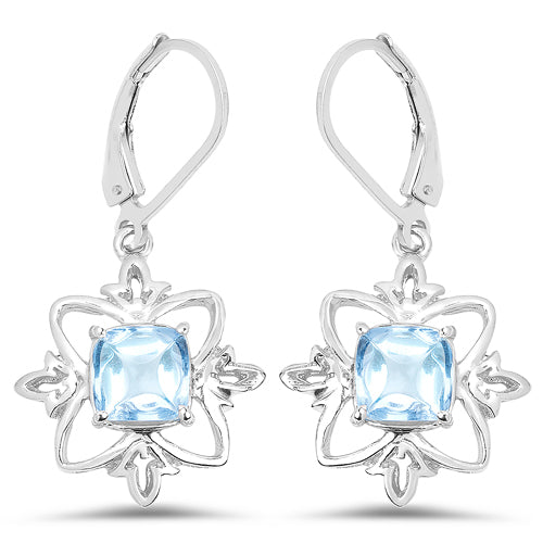 5.30 Carat Genuine Swiss Blue Topaz .925 Sterling Silver Earrings