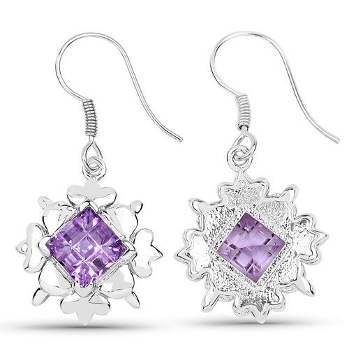 4.97 Carat Genuine Amethyst .925 Sterling Silver Earrings