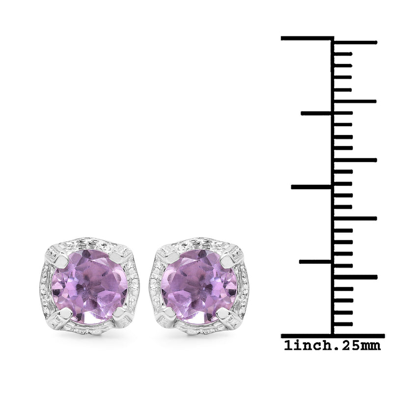 1.46 Carat Genuine Amethyst .925 Sterling Silver Earrings