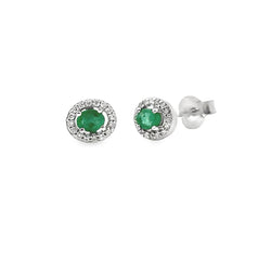 Genuine .38ct Emerald Diamond Earrings 10KT White Gold