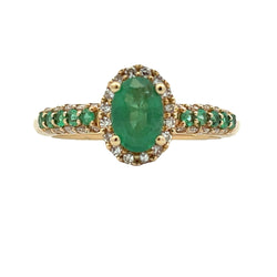 Natural 1.32ct Emerald Diamond Ring 14KT Yellow Gold