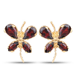 1.48 Carat Genuine Garnet 10K Yellow Gold Earrings