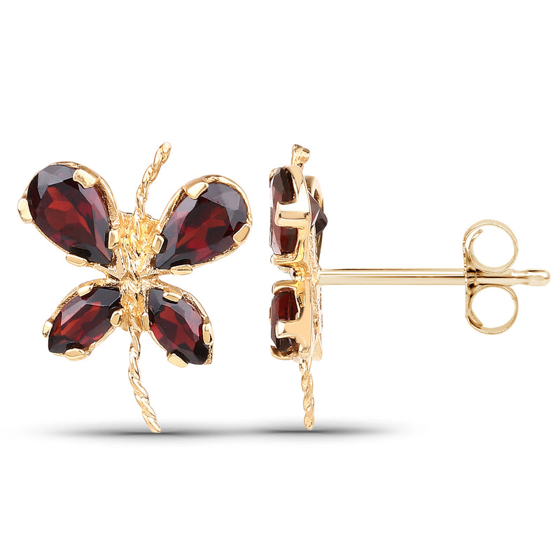 1.48 Carat Genuine Garnet 10K Yellow Gold Earrings