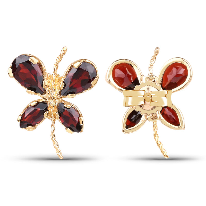 1.48 Carat Genuine Garnet 10K Yellow Gold Earrings