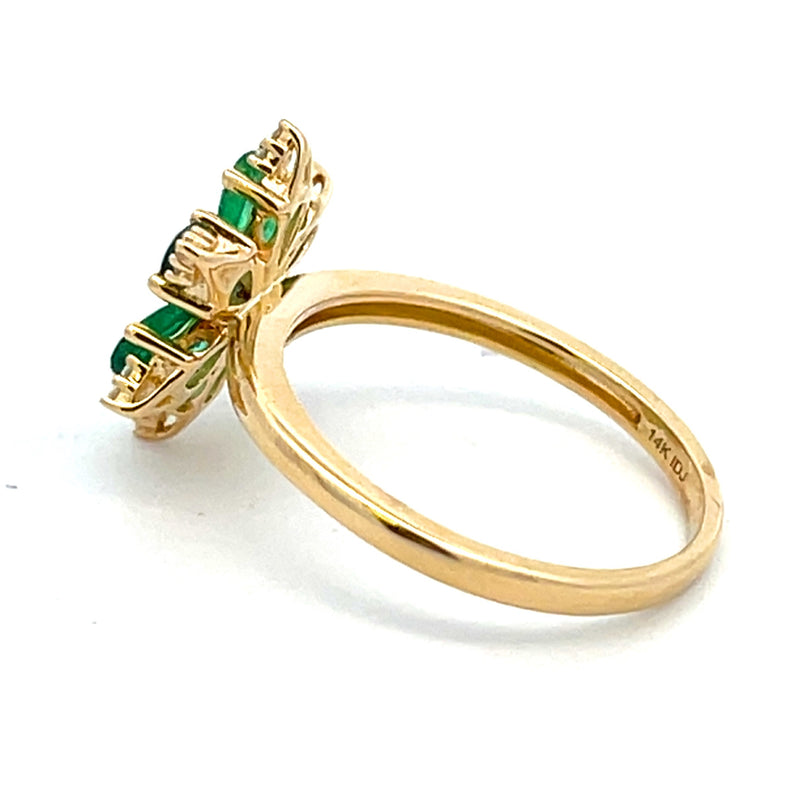 Genuine 1.16ct Emerald Diamond Ring 14KT Yellow Gold