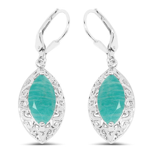 5.09 Carat Genuine Amazonite .925 Sterling Silver Earrings