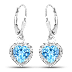 4.20 Carat Genuine Swiss Blue Topaz .925 Sterling Silver Earrings