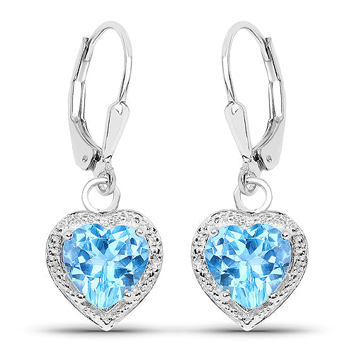 4.20 Carat Genuine Swiss Blue Topaz .925 Sterling Silver Earrings