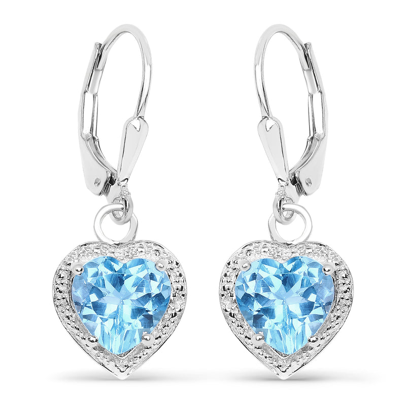 4.20 Carat Genuine Swiss Blue Topaz .925 Sterling Silver Earrings