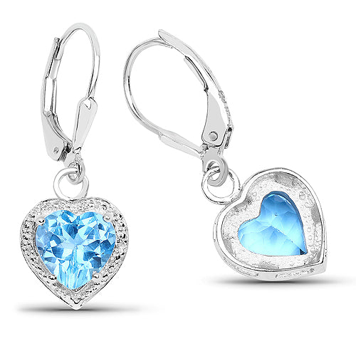 4.20 Carat Genuine Swiss Blue Topaz .925 Sterling Silver Earrings