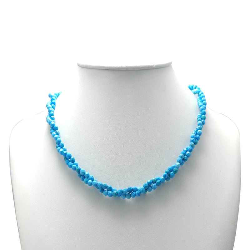 V3 Jewelry Sterling Silver with Turquoise Beaded Double Strand Necklace