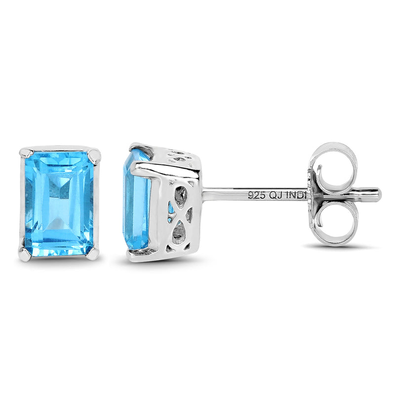 1.40 Carat Genuine Swiss Blue Topaz .925 Sterling Silver Earrings
