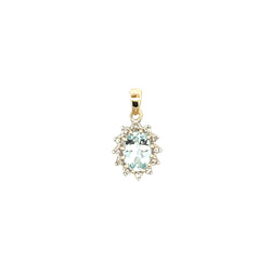 Aquamarine Diamond Fashion Pendants 10KT Yellow Gold