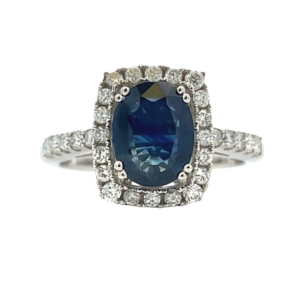 Natural 2.78ct Sapphire Diamond Ring 14KT White Gold