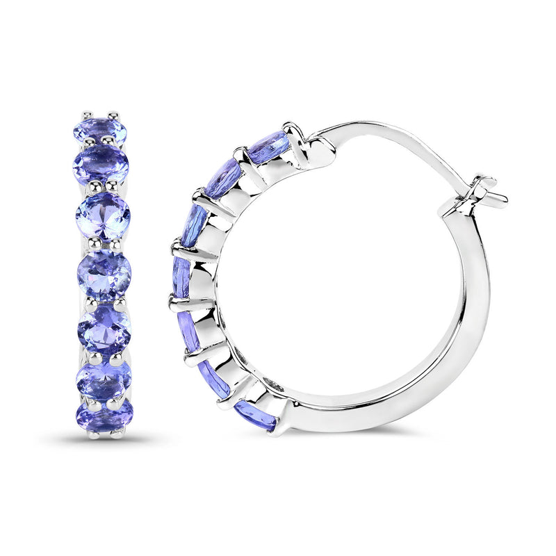 2.66 Carat Genuine Tanzanite .925 Sterling Silver Earrings