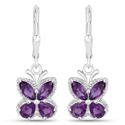 2.12 Carat Genuine Amethyst .925 Sterling Silver Earrings