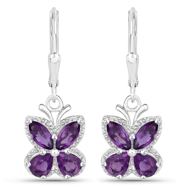 2.12 Carat Genuine Amethyst .925 Sterling Silver Earrings