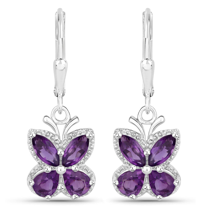 2.12 Carat Genuine Amethyst .925 Sterling Silver Earrings