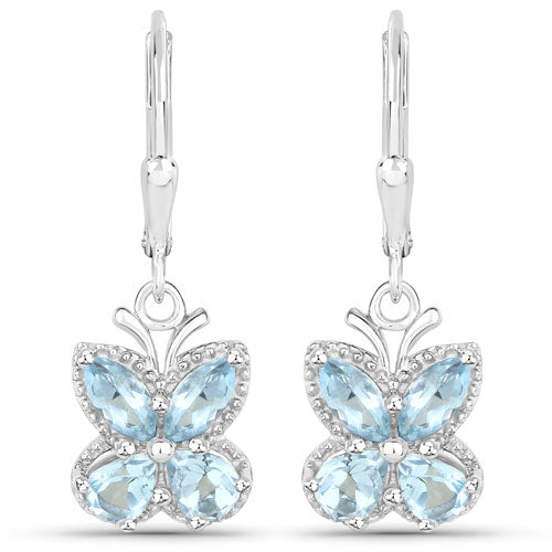 2.60 Carat Genuine Blue Topaz .925 Sterling Silver Earrings