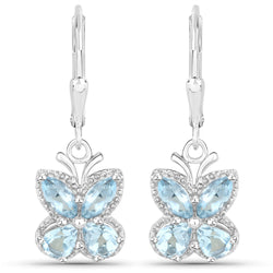 2.60 Carat Genuine Blue Topaz .925 Sterling Silver Earrings