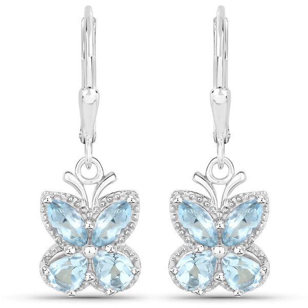 2.60 Carat Genuine Blue Topaz .925 Sterling Silver Earrings