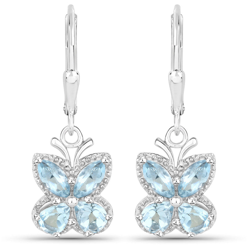 2.60 Carat Genuine Blue Topaz .925 Sterling Silver Earrings