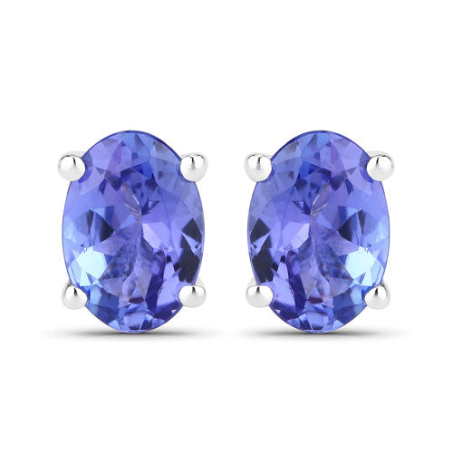 1.20 Carat Genuine Tanzanite .925 Sterling Silver Earrings